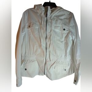 Sonoma Women's White Hooded Cotton Jacket Size XL Outdoors Fall Activewear